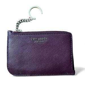 Kate Spade Cameron Medium L-Zip Card Holder Cherrywood Warm Vellum Leather